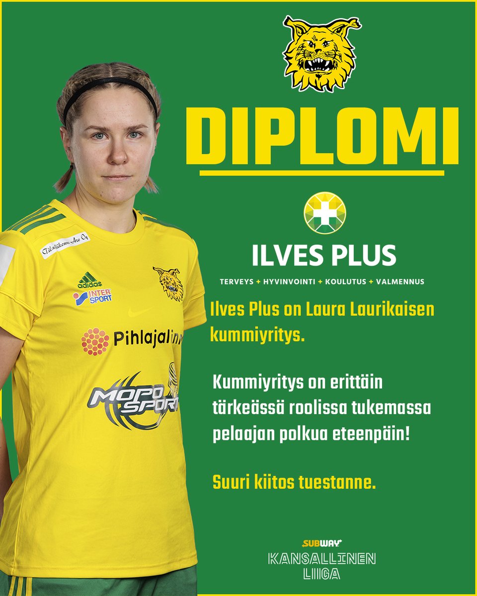IlvesNaiset's tweet photo. Ilves Plus toimii kapteeni Laura Laurikaisen kummiyrityksenä @KansallinenL kaudella 2022! 😎🤜🤛

Lue Plussasta lisää kotisivuilla! 🥳👉 https://t.co/cuFI2qRDx4

Varaa aikasi Plussalle täältä 🤓👉 https://t.co/TolsYZ2taS

#keltavihreä #ilves #Tampere #KansallinenLiiga #IlvesPlus https://t.co/FFuJXCuWew