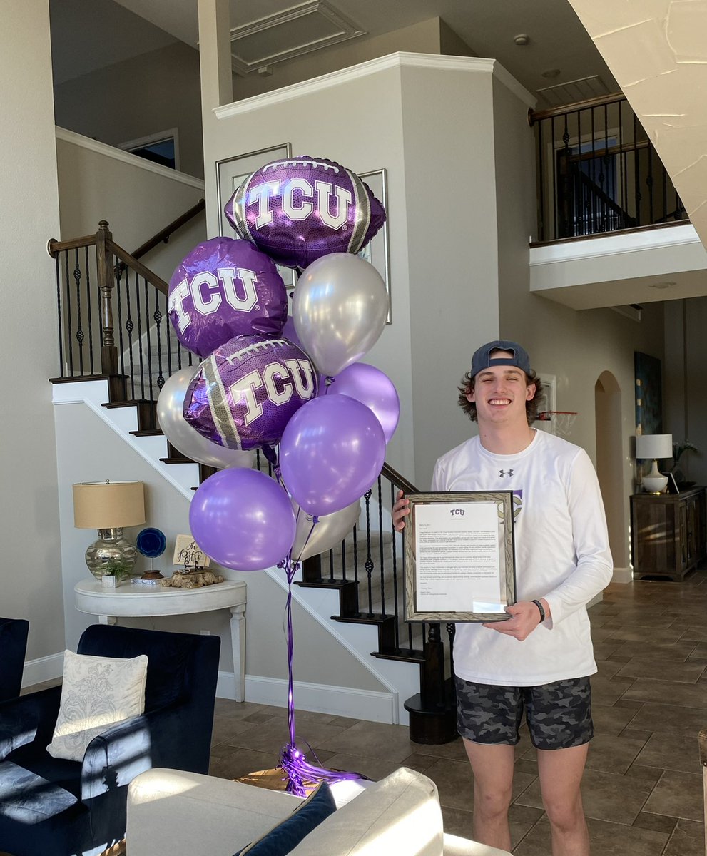 Super excited to be given the opportunity to continue my academic and athletic career at Texas Christian University! Truly a dream come true! Go Frogs! 🐸💜 : Colossians 3:23-24 <a href="/CoachGRiley/">Garrett Riley</a> <a href="/coachmwilliams1/">Marshall Williams</a> @TCHSTalon <a href="/JacobOehrlein/">Jacob Oehrlein</a> <a href="/TCHSFootball/">TCHS Falcon Football</a>