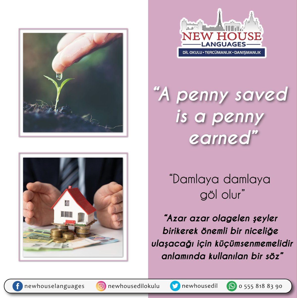newhousedil's tweet photo. “Damlaya damlaya göl olur”
deyiminin ingilizcedeki karşılığı,
“A penny saved is a penny earned” şeklindedir. 💰 https://t.co/QWt4hqRfVl