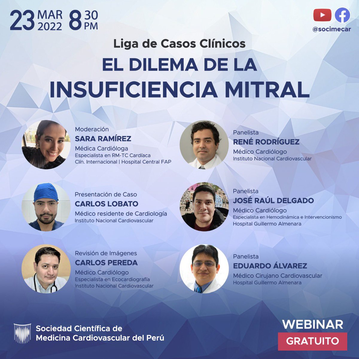 socimecar's tweet photo. Hoy inicia.. LIGA DE CASOS
👉🏻No te lo pierdas! #cardiotwitter 
Solo por @socimecar en Youtube y Facebook
8:30 pm (Perú)

@S_RamirezFlores @manuelchacon202 @CpaolaParedes @danielespalva https://t.co/aXqRiNYLAK