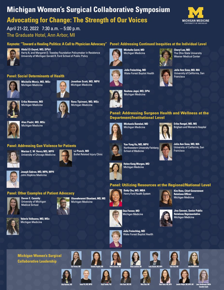 This agenda for the Michigan Women's Surgical Collaborative Symposium: 😍

Lots of hard-hitting topics and engaging speakers to tackle them. 

We. Cannot. Wait. 

Join us in one month! Register here:
eventbrite.com/e/michigan-wom…