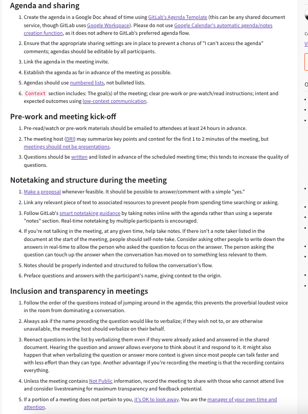 <a href="/sytses/">Sid Sijbrandij</a> Sid–love this.

Way to lead the charge in creating inclusive meetings that are structured, purposeful, and transparent.

Love the pre-work around writing questions ahead of time. This forces clarity and enhances the quality of the discussion.