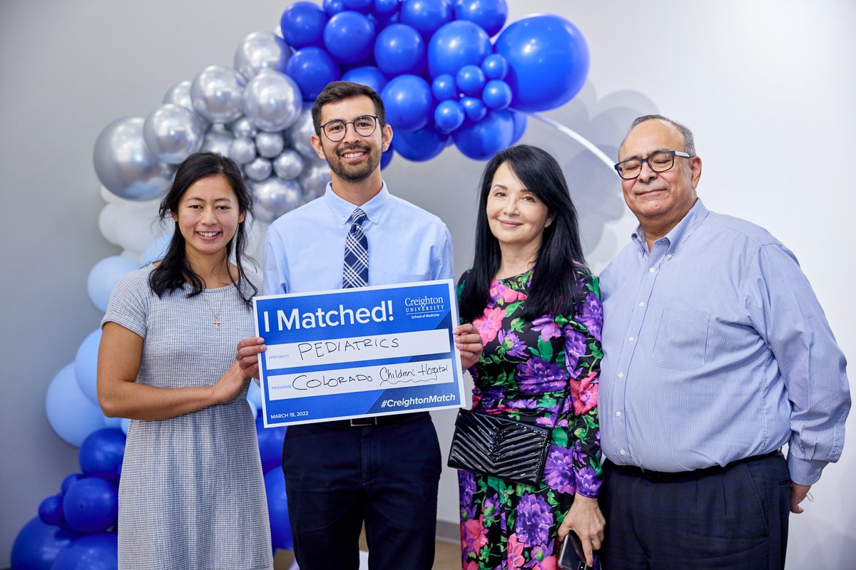 Creighton's tweet photo. Some details on #creightonmatch:
• 163 students participated in matching programs this year.
• Students matched into 23 different specialties, the most popular being internal medicine (25 students), pediatrics (22 students) and emergency medicine (15 students). https://t.co/UNhiyQX1MV