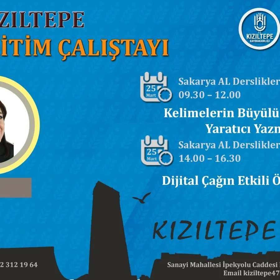SultanCagri's tweet photo. ÖĞRETMENLERE EĞİTİM 
ÇALIŞTAYI
 İlçemizde eğitim veren öğretmenler için  Alanında uzman akademisyenler tarafından olan Eğitim Çalıştayı yapılacaktır.@KiziltepeKymlk @kiziltepemem47 @belkiziltepe
@mardinilmem @Murat69_Demir https://t.co/EybRRxallP