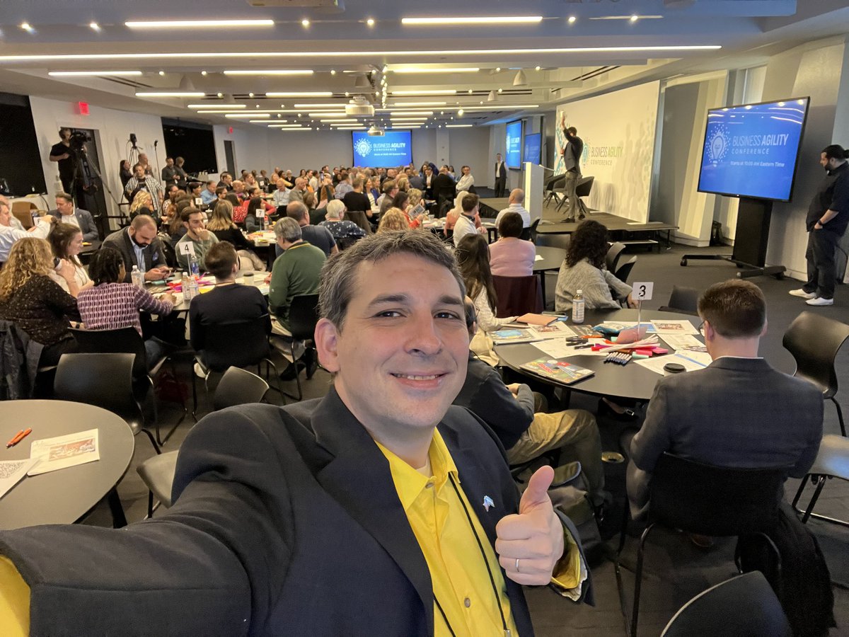 Full circle. Restarting in person conference participation where it all ended in 2020. At the #businessagility 2022 conference in greatest city in the world. #agile