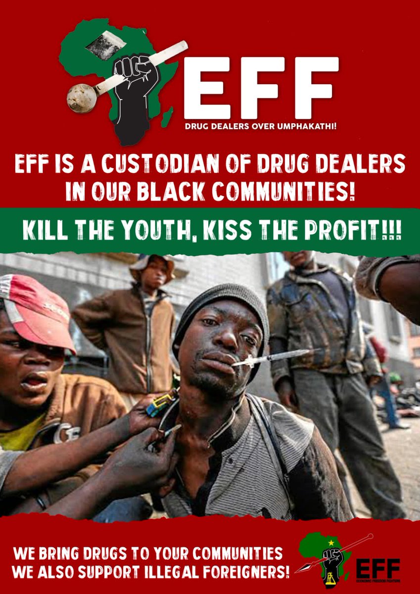 So EFF is really supporting &amp; protecting a drug dealer simply because he also happens to be an EFF branch secretary!

It's sad to see Julius Malema quickly becoming the "madala" he once passionately faught against.

SA🇿🇦 pls b nice to EFF they are going through a lot🙏🏾
#pray4eff