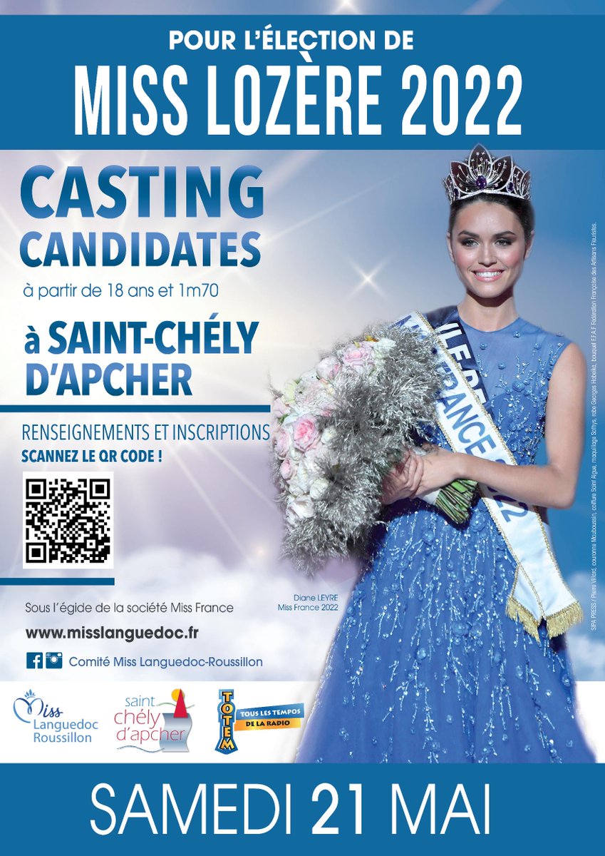Le casting pour trouver la prochaine Miss Lozère a commencé !!!
Pour candidater : misslanguedoc.fr/devenir-miss/
On compte sur vous pour partager !!
#lozere #concoursmiss