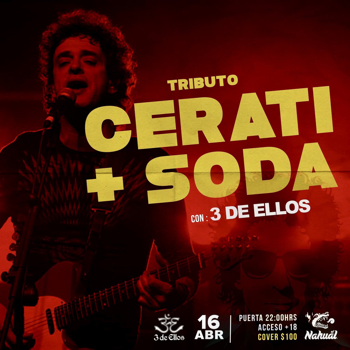 TributoSoda's tweet photo. 🔥‼️16 de Abril TEOTIHUACÁN‼️🔥

@ForoNahual 
⏰ Acceso 10:00 pm
🎫 Cover $100
⚠️ +18

#3deEllos #Teotihuacán #ForoNahual #México #EdoMex #SanMartindelasPiramides #piramidesdeteotihuacan #Rock #Cerati #SodaStereo #Homenaje #GustavoCerati #Mx #Mexico #GraciasTotales #Concierto https://t.co/n9xMXclOmK