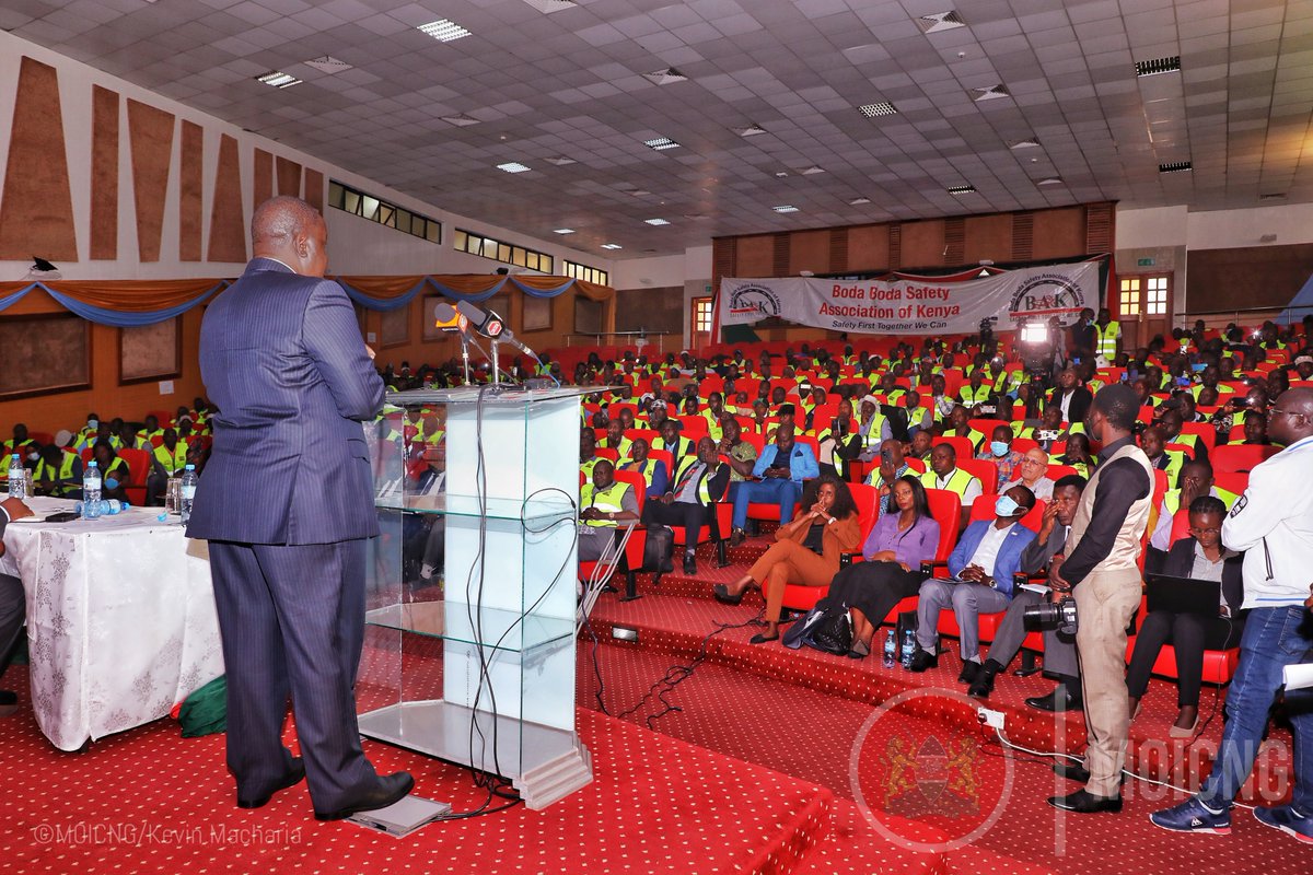 InteriorKE's tweet photo. CS Dr. @FredMatiangi has assured Boda Boda operators that the requirement to register all of them is not a plot to impose more taxes on the sector. The objective is to instill order and reform a sector that supports 2.5 million people and significantly contributes to the economy. https://t.co/SAsCPzLmrX