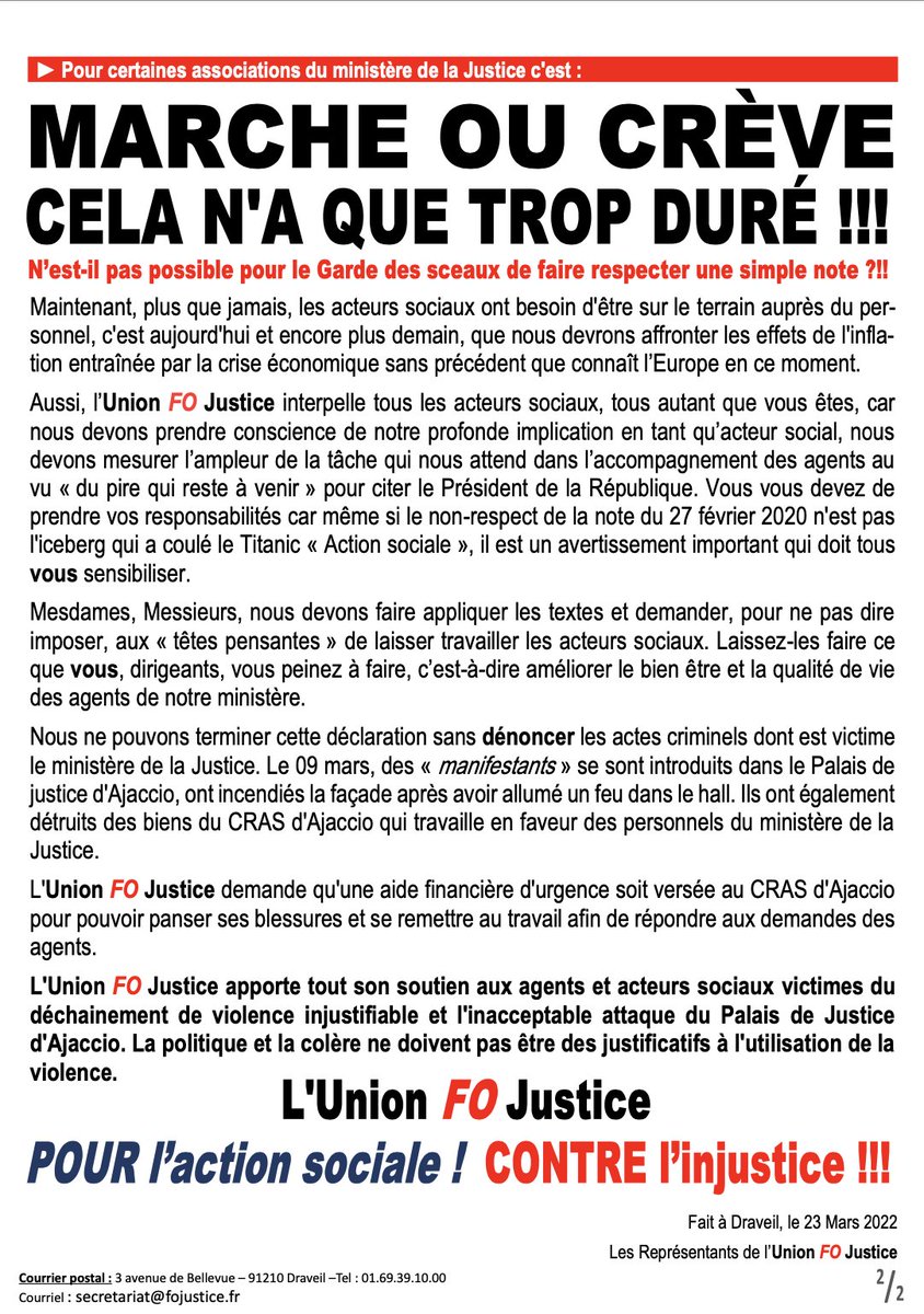Déclaration liminaire : Conseil National de l'Action Sociale du 23 mars 2022