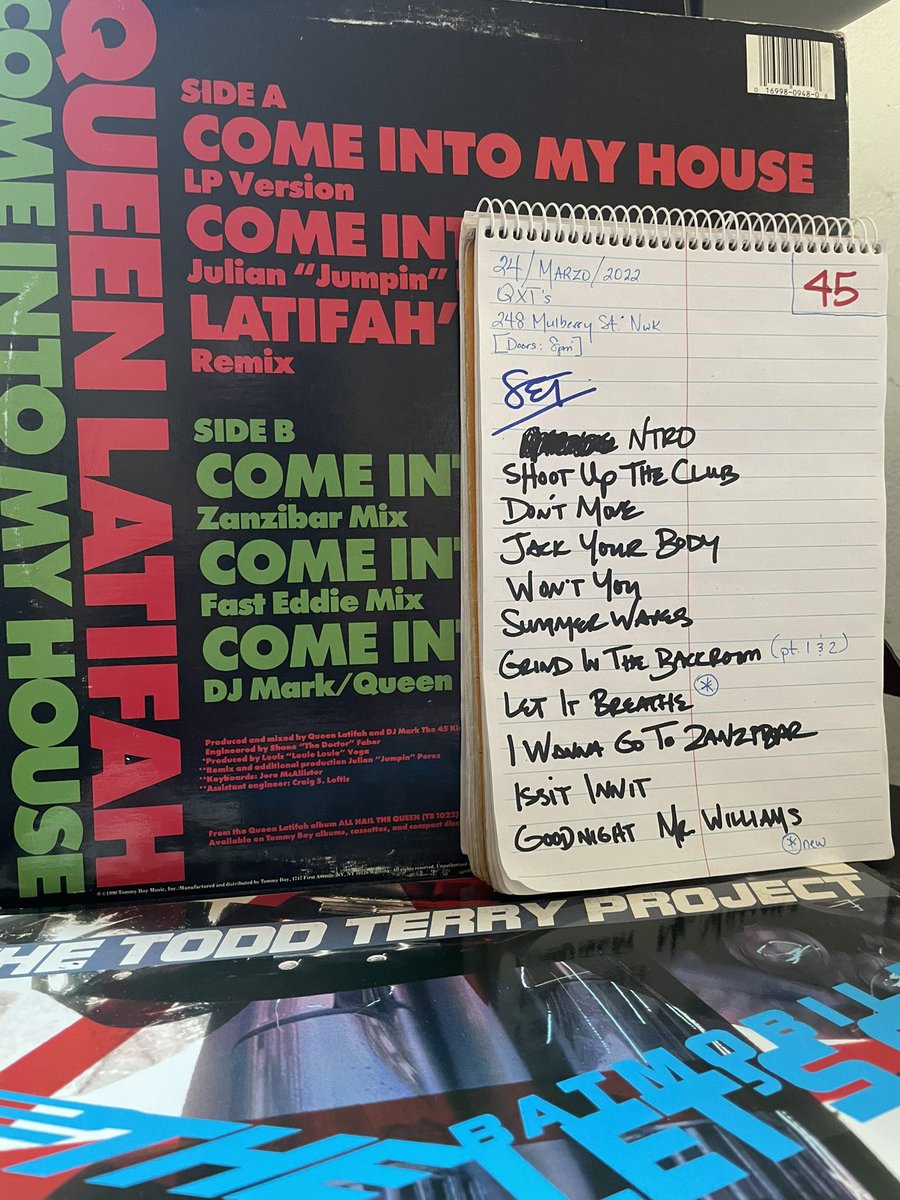 The_IZM's tweet photo. Set list for Thursday’s show at @QXTsnightclub for @WylWhite0 Meta-March event. Back on the main stage at Qs and I can’t wait. $10, 248 Mulberry St NWK. See y’all tomorrow night! #QXTs #hiphouse #housemusic #TheIZM #Newark #vinyl #QueenLatifah #ToddTerry https://t.co/AWAQntTGI5