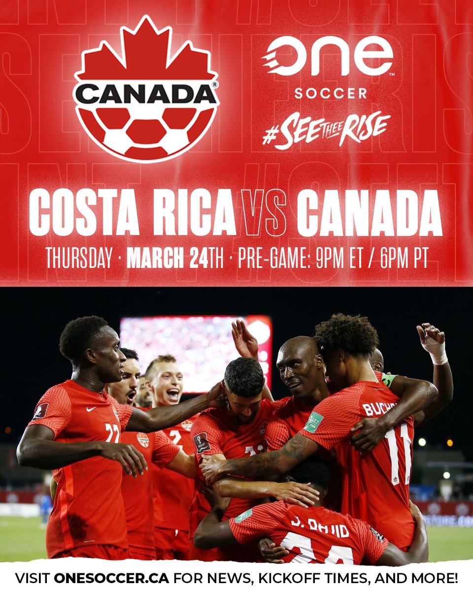 onesoccer's tweet photo. TOMORROW 🚨

The #CanMNT can book a spot in the 2022 FIFA World Cup with a W vs. Costa Rica in #WCQ 🌎

1-HOUR pre- &amp; post-game shows? ✅

SCENARIOS 👉 https://t.co/lzFpUGqm1c
PREVIEW 👉 https://t.co/jDF7ZK2ISl
HYPE 👉 https://t.co/TpEh9w9l0a

SUBSCRIBE 👉 https://t.co/6LyEo1Znyu https://t.co/z9k4e9bLbe