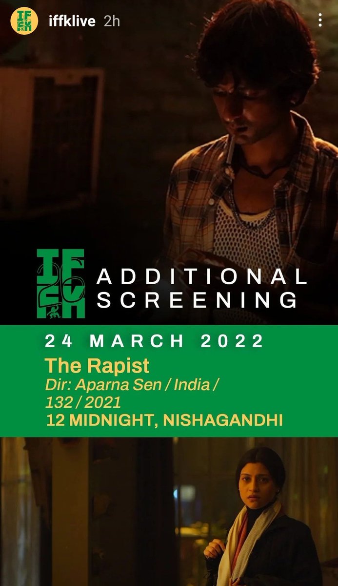 Don't miss today Midnight screening at @iffklive #TheRapist @tanmaydhanania @rampalarjun @konkonas @ApplauseSocial @senaparna @onlytaranbajaj Congratulations team❤👏🤘