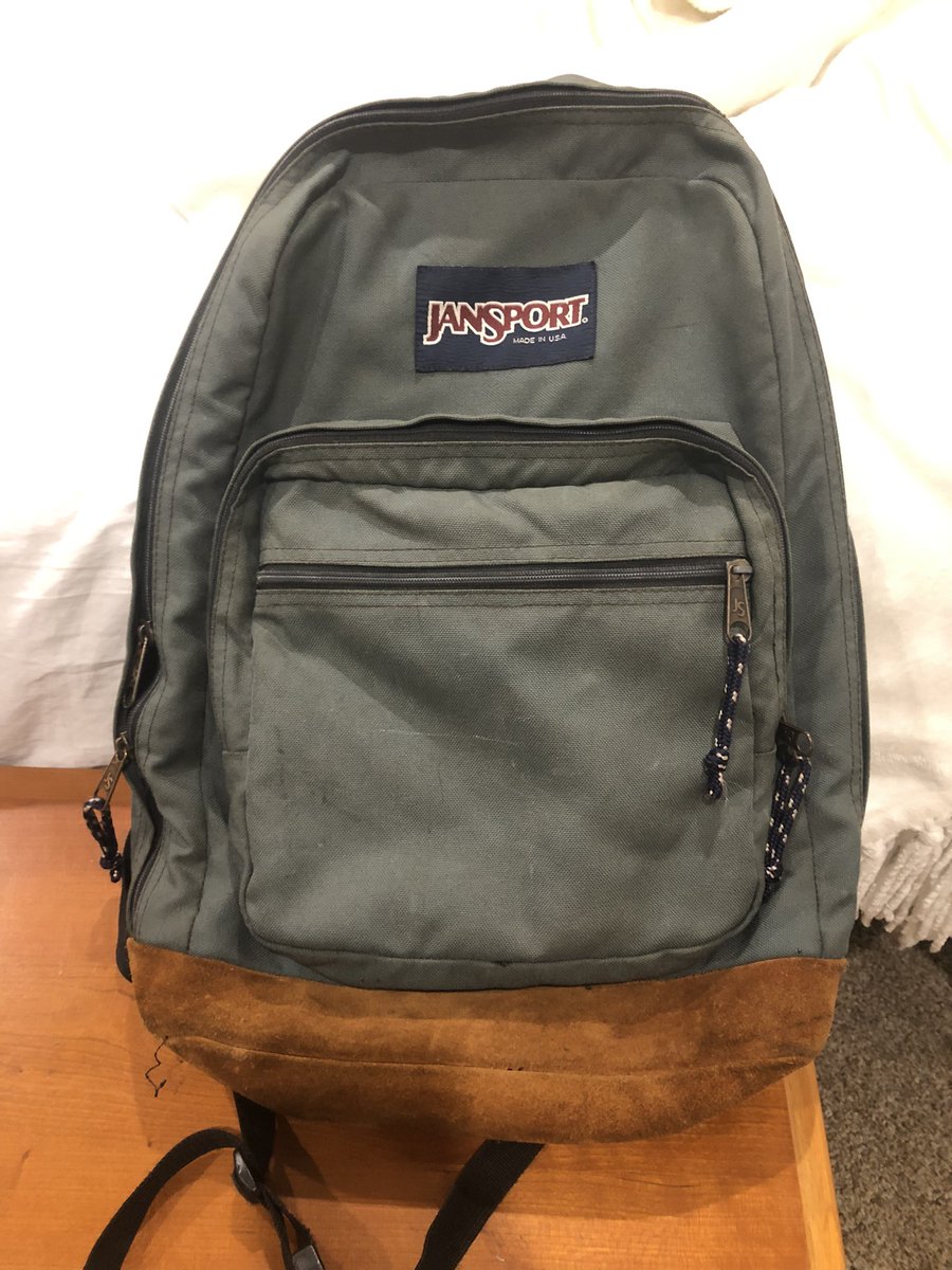 DanaWatson's tweet photo. This @JanSport backpack is 30 years old. I bought it before my 10th grade year of high school. It has been with me throughout my educational journey: 5 schools, 1 diploma, and 5 degrees. As well as domestic trips and abroad. They donโt make them like they used to. https://t.co/qRTDd0o8Mm