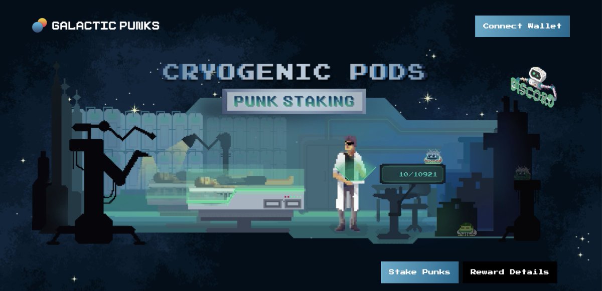 🚨 Staking is LIVE: staking.galacticpunks.io 🧊

Stake your #GalacticPunks to receive @thegalacticdao investments &amp; airdrops💰 first audit for #NFT contracts on Terra ✅

We're hosting a contest to celebrate! 
👉Retweet, like &amp; tag 2 #LUNAtics 
🏆Win a <a href="/galactic_punks/">Galactic Punks</a> to stake!