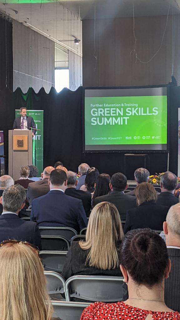 SOLASFET's tweet photo. Thank you to everyone who joined us in person and online today for the first ever Further Education &amp; Training Green Skills Summit, the speakers, all ETBs involved, @ETBIreland , @wexfordcoco and a special thanks to Minister @SimonHarrisTD for taking part. #GreenSkills #GreenFET https://t.co/ssEpQITiel