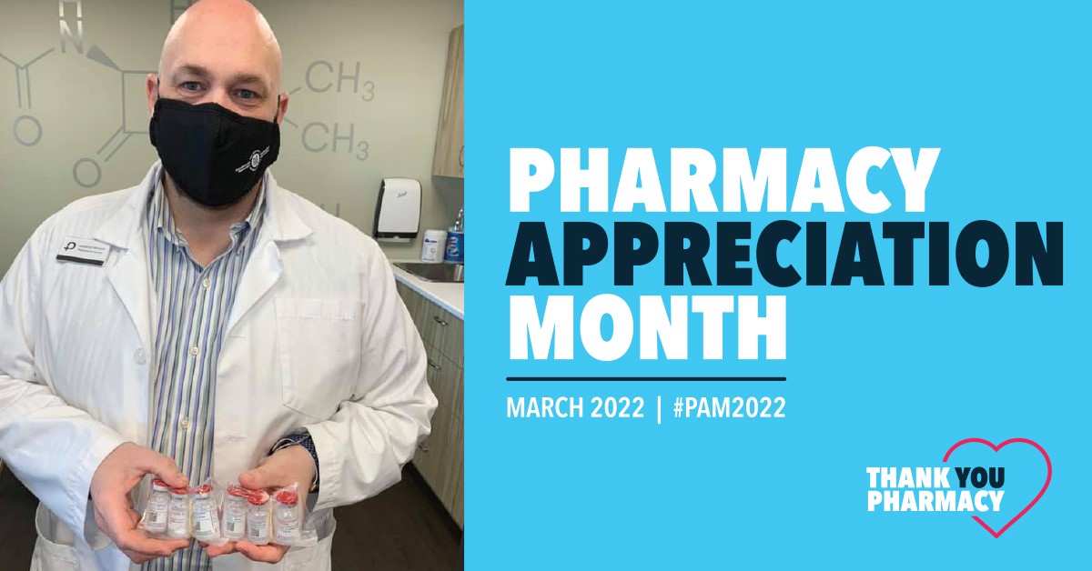 During #PAM2022, let’s thank pharmacy professionals like <a href="/AndrewDrover1/">Andrew Drover</a> who play an essential part in our healthcare system and have taken on so much to help NB communities throughout the pandemic. Thank you, Andrew, and #ThankYouPharmacy!