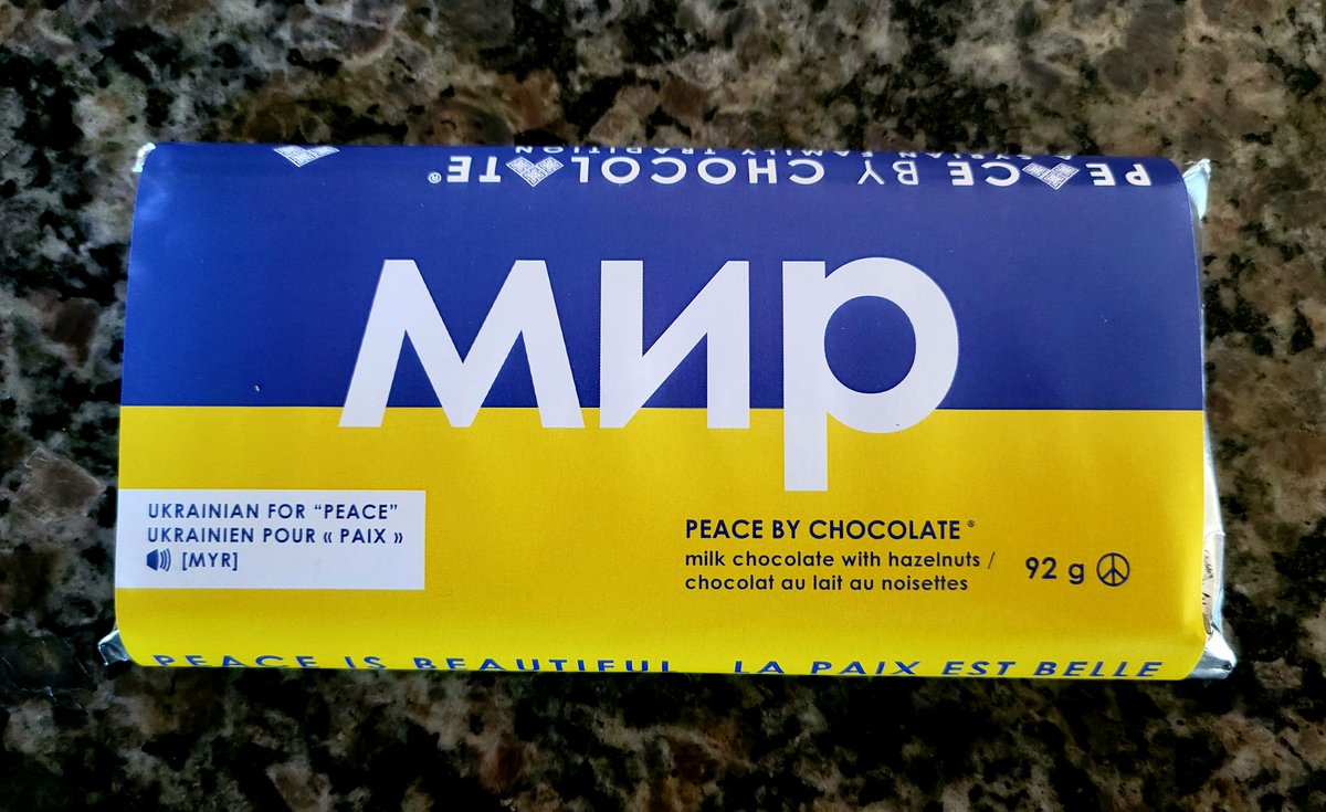 SherryCarmont's tweet photo. Our @Peacebychoco order arrived today. The FedEx driver was hoping that I wouldn't be home. If he hadn't been in a rush, I would have given him one. I have lots! All for a great cause. #peaceisbeautiful 🇺🇦 https://t.co/66qfg5TRuR
