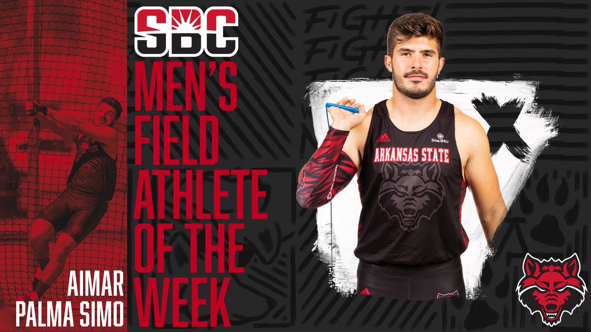 ASTATETRACK's tweet photo. After finishing as the top collegian (2nd overall) in the men’s hammer throw on Saturday, @AimarSimo is this week’s #SunBeltOTF Men’s Field Athlete of the Week!

#WolvesUp🐺 https://t.co/5Uj7hePhTg