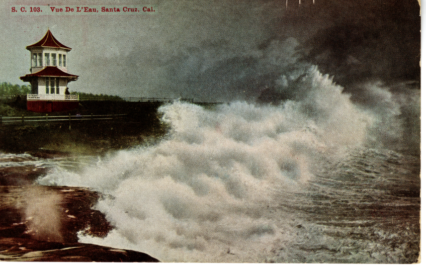 SantaCruzMuseum's tweet photo. Happy #WorldWeatherDay! 

This 1900s postcard in our #collections features the "Vue de l'Eau," a streetcar station built in 1891 on the end of Garfield Ave (now Woodrow Ave) in Santa Cruz. It offered up some spectacular views to visitors, but burned down in 1925.

📍Uypi homeland https://t.co/tn1XpKgXez