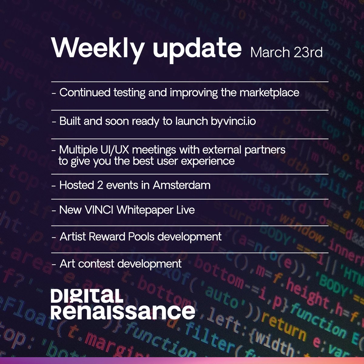 Lots of progress at Digital Renaissance this week 🔷

#NFTProject #NFTCommunity