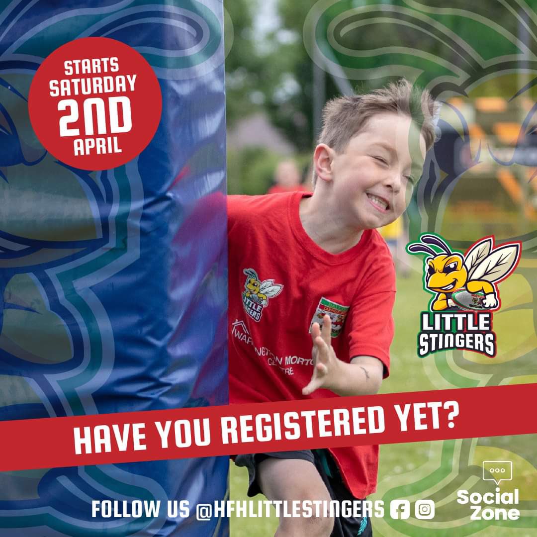 Is your child between the ages of 3 and 6?

Then become a Little Stinger! 🐝

Children of mixed ability can come and have fun while exercising and learning rugby skills. 

We don’t want to exclude any child and all our sessions are FREE

Register haltonfarnworthhornets.co.uk/juniors/little…
