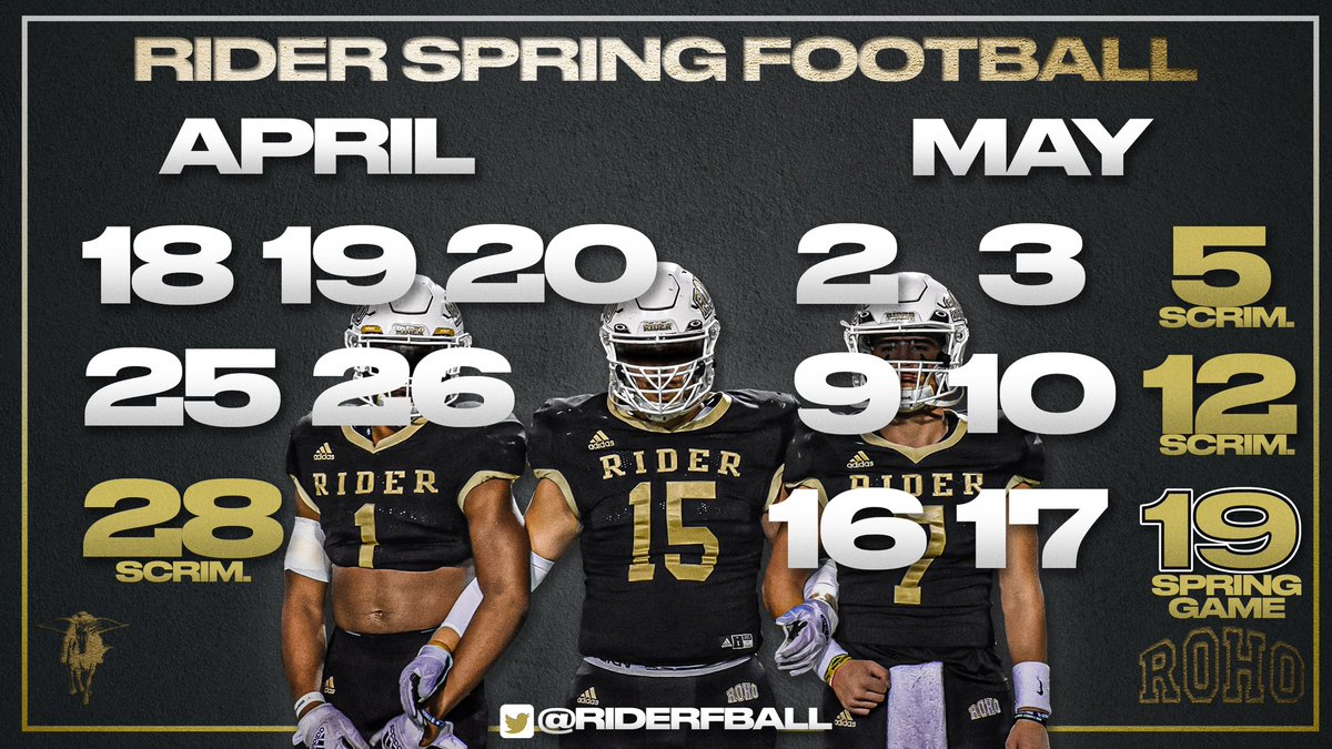 raiderfball's tweet photo. 🚨SPRING BALL SCHEDULE 🚨

College coaches, we are back in action in April and May! Come see these guys in person! 

#OFOT | #PAMOJA https://t.co/90aYSHqUSO