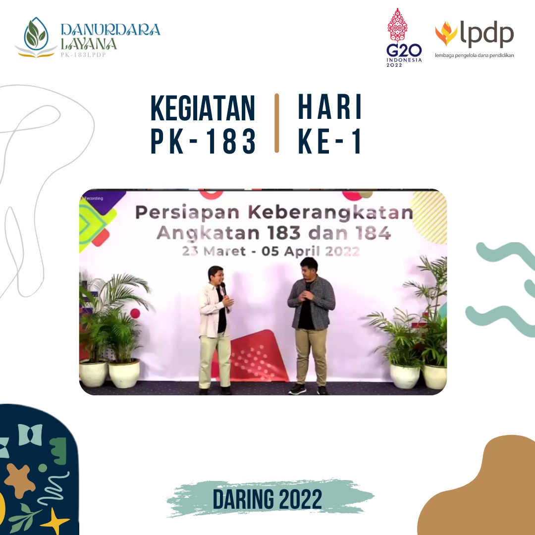 pk183lpdp's tweet photo. Malam, Bestie! 
PK Daring LPDP angkatan 183 dan 184 hari pertama sudah dilaksanakan dan berjalan dengan lancar~

@LPDP_RI 
#DiriUntukNegeri #IndonesiaTangguhIndonesiaTumbuh #SatuDekadeLPDP #AkuPastiMengabdi #PK183 #LPDP #danurdaralayana https://t.co/eb4YVBliKN