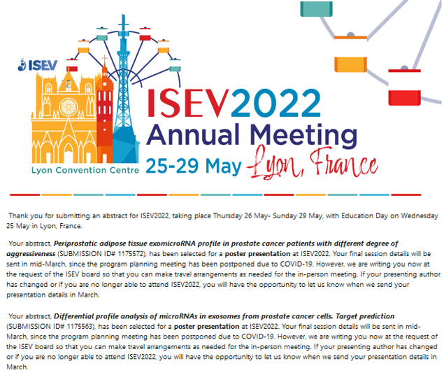More good news‼️
We're glad to announce that our research work has been selected by the Sociedad Española de Reumatologia (<a href="/SEReumatologia/">Soc.Esp.Reumatología</a>) and International Society of Extracellular Vesicles (<a href="/IsevOrg/">ISEV</a>) to be presented in their respective Annual Meetings.

@IISPereVirgili