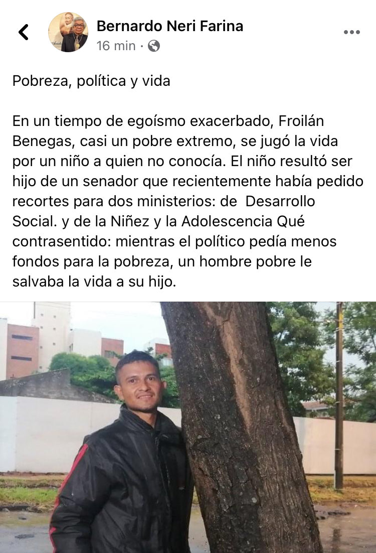 En el ojo. Humanista y punzante Bernardo Neri Farina. ¿Será que le llega al sentimiento mezquino del destinatario?