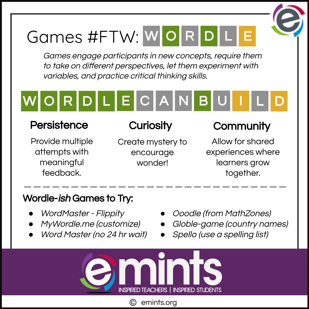 higginsb's tweet photo. Provide powerful learning experience, build skills & connect to your curriculum w/ Wordle.
We love learning from you! PLZ share your favorite Wordle ideas, games, and resources. Leave a reply/comment.
#emintstips @emintsnc #TipCards #poweredbytech #emints #highqualityPD https://t.co/e69gP2BoXR