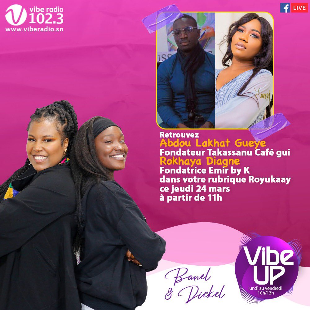 royukaay's tweet photo. Retrouvez-nous comme tous les Jeudis sur Vibe Radio dans la rubrique « Royukaay ».

#Royukaay 🇸🇳 https://t.co/ueXqri2o7d