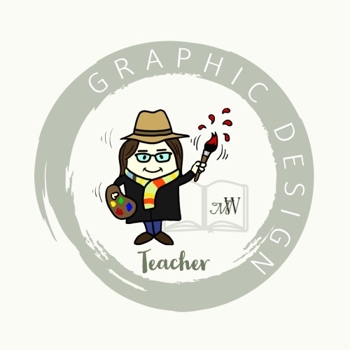 #AdobeEduCreative logo challenge, using my regular logo and a drawing of me (not by me)