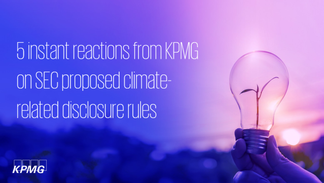 AwhiteheadV's tweet photo. #ESG engagement involves the entire business. Data strategy. Technology. Governance. Climate risk methodologies. Assurance readiness. Learn more about the SEC's proposed new rules for climate-related corporate disclosures from #KPMGIMPACT. https://t.co/KdYTs8XeJL https://t.co/CFzjTrJeFA