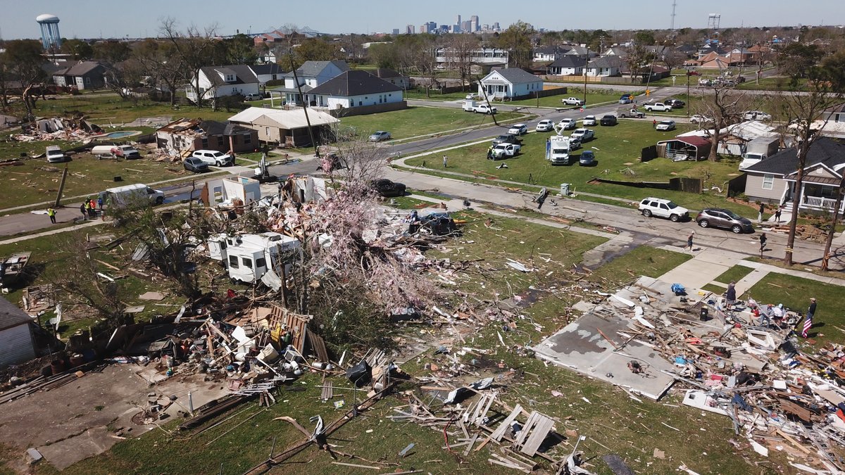 A view of the devastation in Arabi following last night's tornado <a href="/WWLTV/">WWL-TV</a>