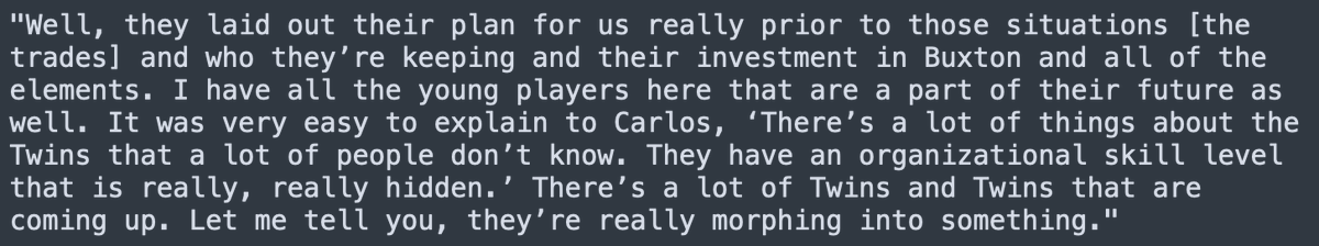 dohyoungpark's tweet photo. In addition to Carlos Correa, Scott Boras represents Royce Lewis, Austin Martin, Ryan Jeffers and Alex Kirilloff, putting him in good position to explain to Correa that he'll be surrounded by lots of young talent in Minnesota.

Here's what Boras said about the Twins: https://t.co/98kQfcgYN8