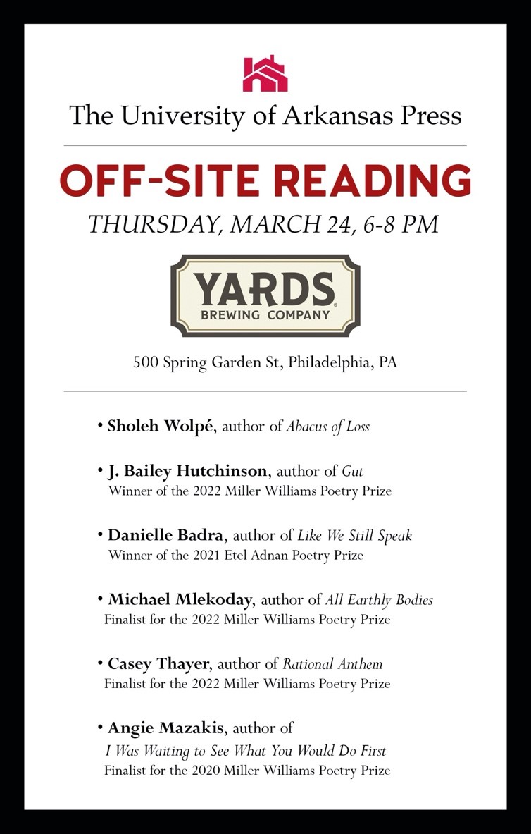 LitWatershed's tweet photo. @angiekm111 and Danielle Badra will participate in an off-site reading from the University of Arkansas Press at The Yards Brewery at 6 pm on Thursday. (6) #awp2022 https://t.co/s7s03CL0RZ