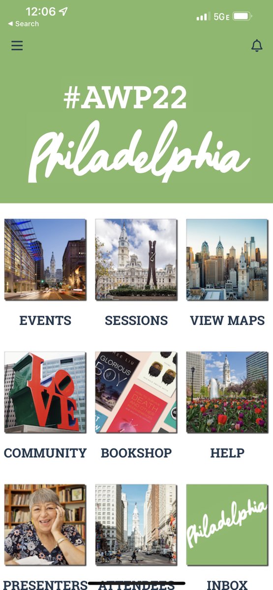 awpwriter's tweet photo. #AWP22 Philadelphia attendees! If you are registered, you also have access to the online platform. Download the #AWP22 app early and get familiar with maps of the convention center, bookfair, and create your agenda! https://t.co/Xfx1DktaaS https://t.co/T7nev2Dc5S
