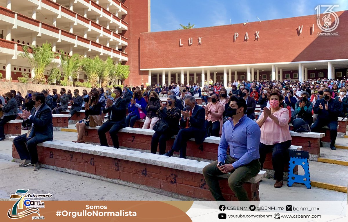 BENM_mx's tweet photo. Esta mañana celebramos en el Auditorio al Aire Libre "Mtro. Lauro Aguirre" el LXXVII Aniversario del Centro de Actualización del Magisterio (#CAMCM).
Muchas felicidades a toda la Comunidad que conforma esta Institución. Enhorabuena, LUX PAX VIS. https://t.co/5aSuNTOrs2