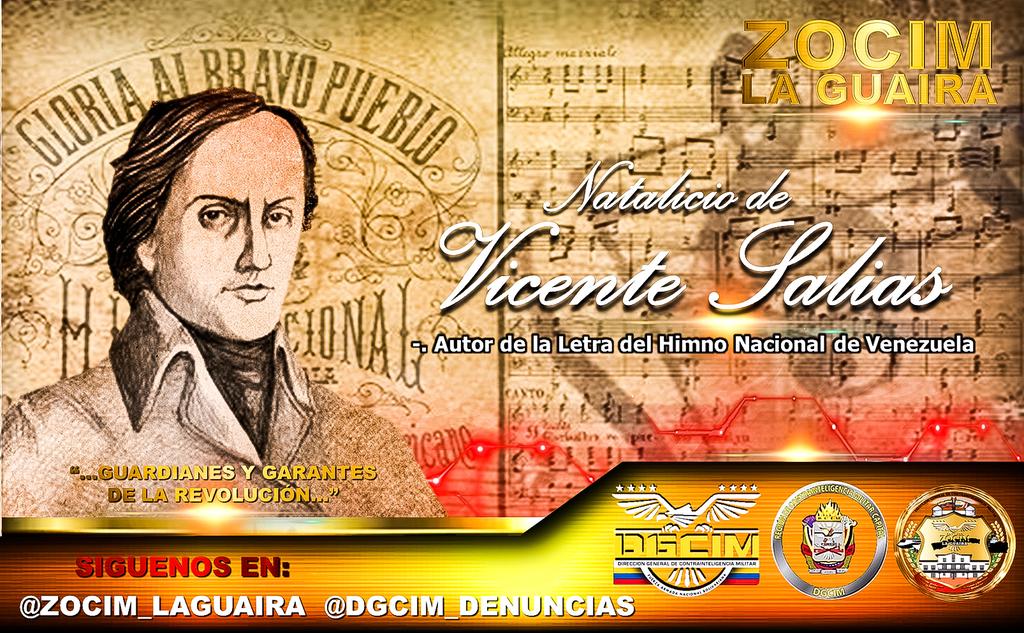 🇻🇪@ZOCIM_LAGUAIRA || Conmemora el Natalicio de Vicente Salias.
#VicenteSalias #HimnoNacional #DGCIM #FanbEsSoberania