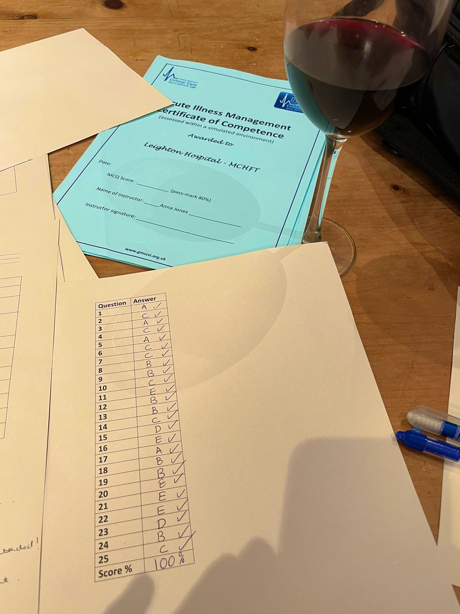 anna_jones1's tweet photo. Wow, full on long day on our AIM course, we’ll done to all our fabulous candidates. Worked hard and all passed. Certificates to be delivered now I’ve sat down to mark MCQs. No apologies for a vino! #ccot #teamwork #aimcourse #sharingskills #markinglikeateacher! https://t.co/NTRD60DAJo