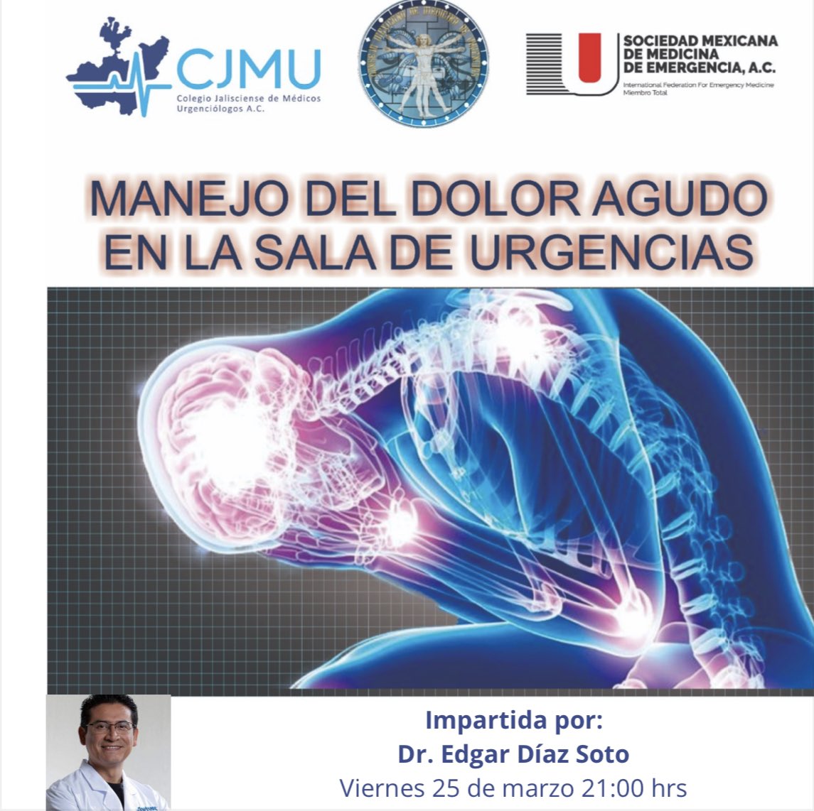 CJMUreal's tweet photo. Nos vemos este viernes, cena presencial en el Hotel RIU Guadalajara para los socios y en zoom para todos los que gusten aprender del manejo del dolor con el Dr. @911EDiaz  https://t.co/TdDhysBPgI https://t.co/vY7tjSkqN1
