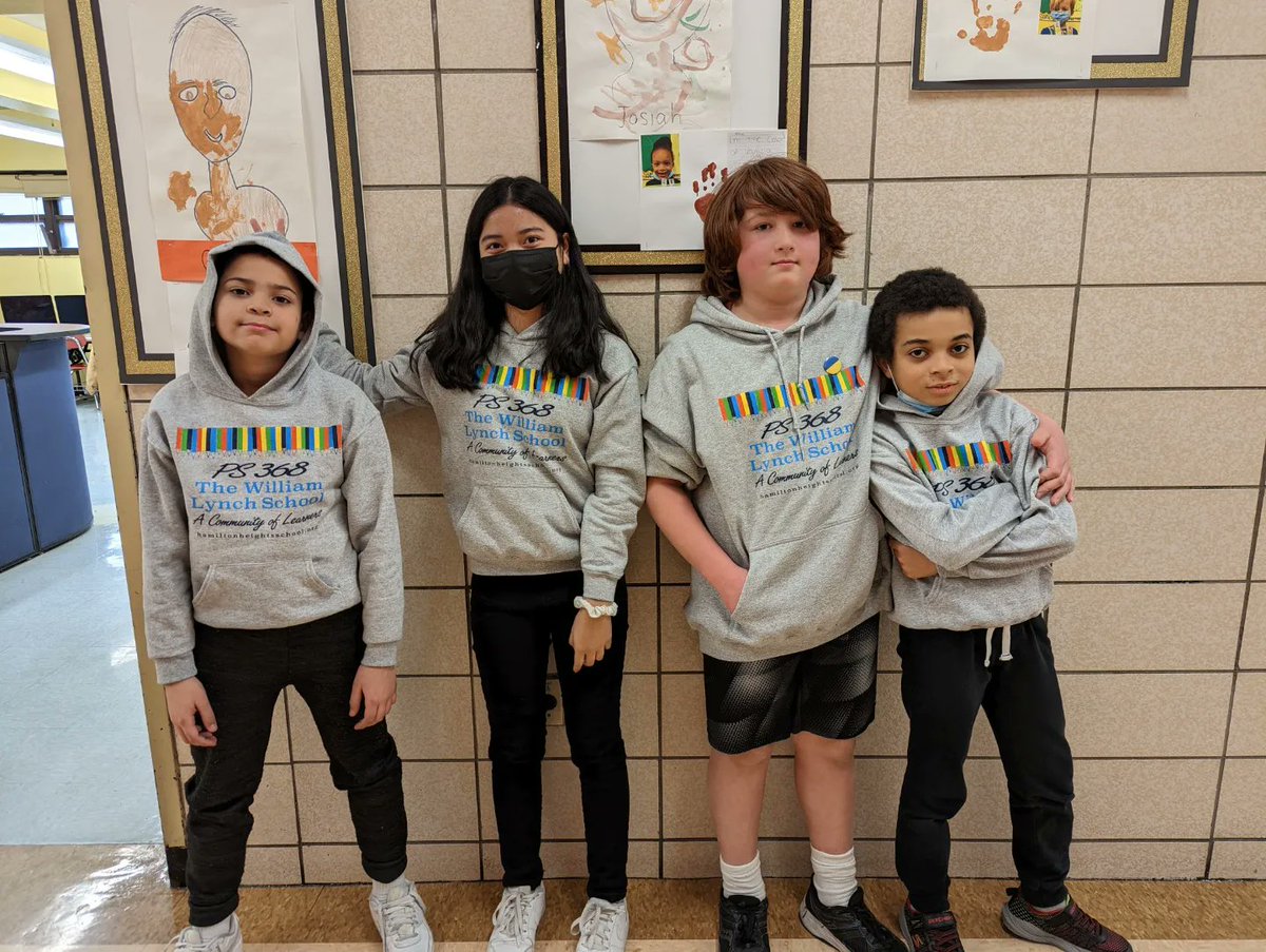 PS368Family's tweet photo. PS. 368 was happy to welcome our district superintendent Manny Ramirez today. To show our school pride, our staff and students were rocking their brand new hoodies! #ps368 #schoolspirit @1ManhattanTeam @District6NYCDOE @nycschools https://t.co/mjiN5sc6AD