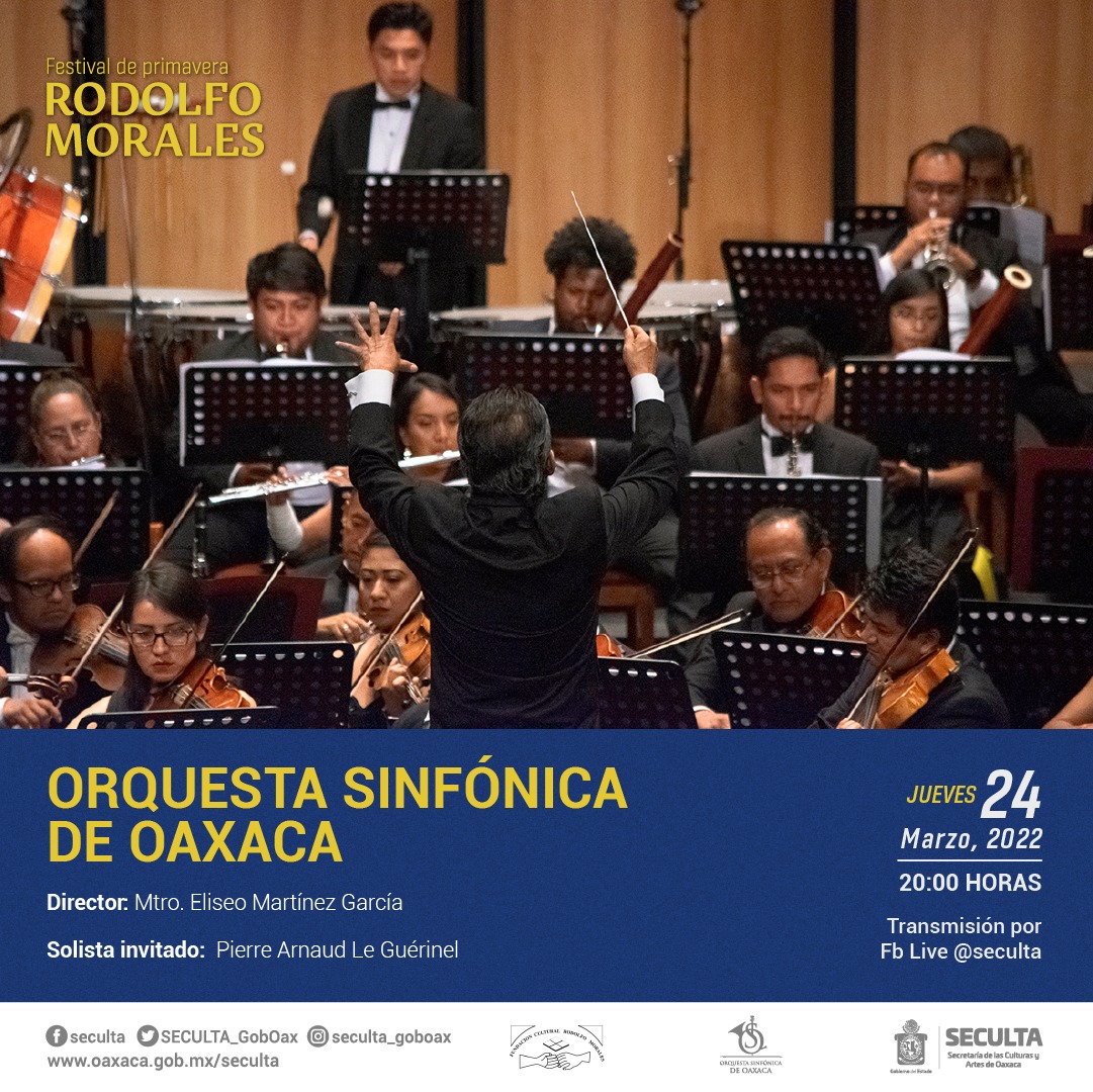 SECULTA_GobOax's tweet photo. 🎶Si te perdiste el concierto de apertura del Festival de Primavera Rodolfo Morales con la Orquesta Sinfónica de Oaxaca, no te preocupes, con agrado te compartimos la retransmisión a través de fb live.🎶
Jueves 24 de marzo / 20:00 horas
Consulta la cartelera    
#Oaxaca https://t.co/6pZMRjsWfb