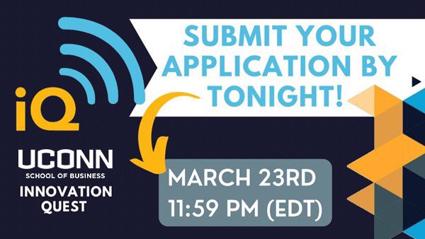 UConn_iQ's tweet photo. Hello all! Just a friendly reminder that the 11th Annual UConn iQ Program application deadline is tonight! https://t.co/0S8DLzj51M