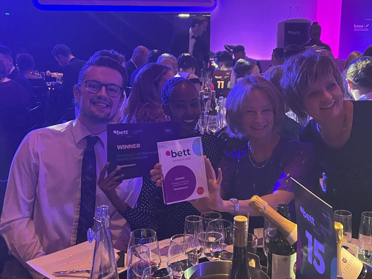 Renaissance UK & Ireland (@renlearnuk) on Twitter photo Absolutely over the moon to be the named the WINNERS of Company of the Year (more than £3m turnover) at #BettAwards2022! 🥳🏆
Here are some of our colleagues celebrating! Absolutely over the moon to be the named the WINNERS of Company of the Year (more than £3m turnover) at #BettAwards2022! 🥳🏆
Here are some of our colleagues celebrating!