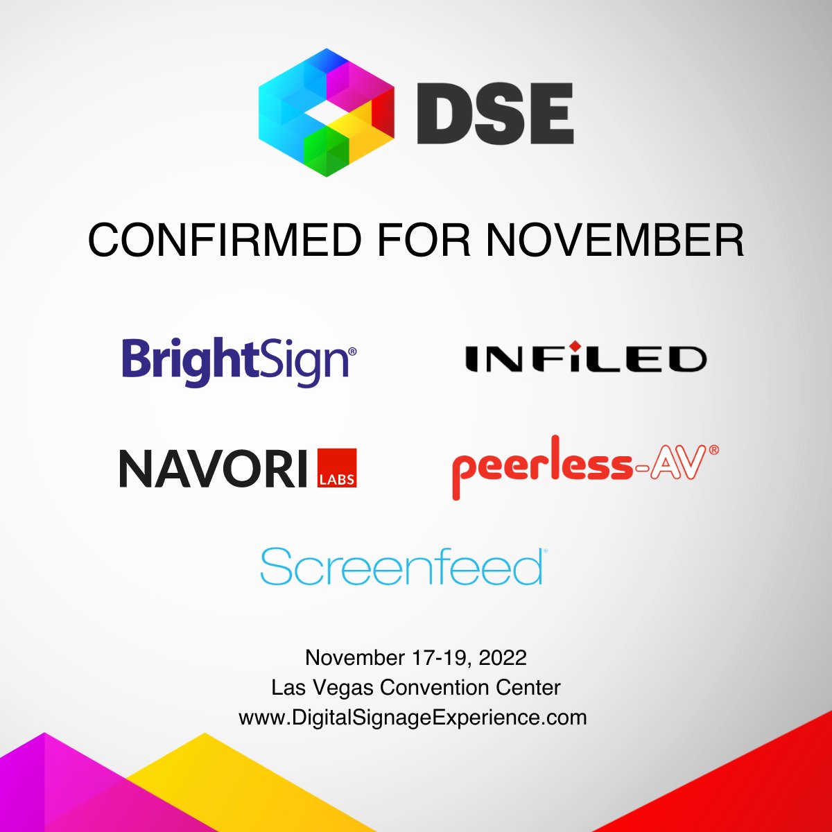 DSEShow's tweet photo. Welcome to #DSE2022!

DSE is the premier event specifically focused on the digital signage industry! Get your FREE Exhibit Hall Pass- https://t.co/IsjNNsmqDg

#ledsignage #digitalsignagesolutions #displaysolutions #digitalinteraction #digitalsignage  #avtweeps #designthinking https://t.co/oUjMN3IvIW