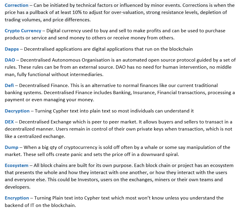 mamma_sniper's tweet photo. Key Trading Terms - The below terminologies should give you a good indication and understanding of crypto and trading. The best way to start your crypto journey is by understanding the key trading terms. Tweet 1/2 https://t.co/o0yi7mbTlL