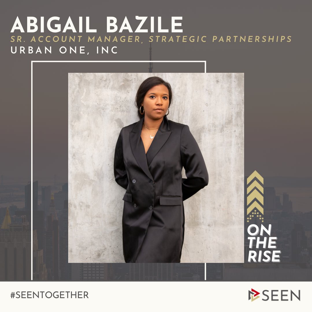 SEEN_community's tweet photo. A much deserved promo has been given to the one and only, Abby Bazile, over at Urban One, Inc. 👑
It’s only up from here 📈
#SEENtogether #Blackwomeninsports #womeninsports #advancement #community #givingback #sportsandentertainment #sportsbiz https://t.co/ITG7aXUocM