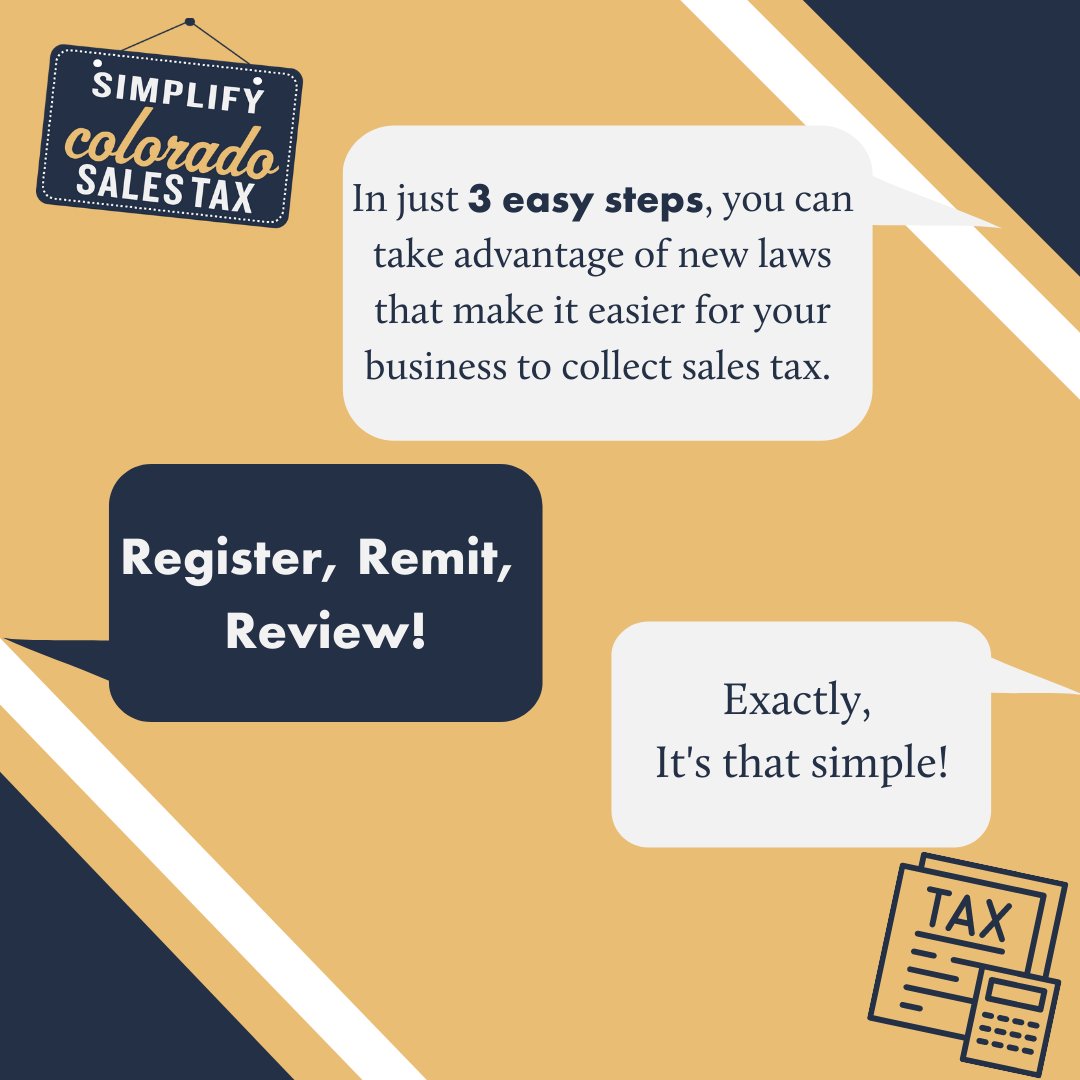 It’s really THAT simple: Register, remit, review. To learn more visit: simplifycosalestax.com #SimplifyCOSalesTax